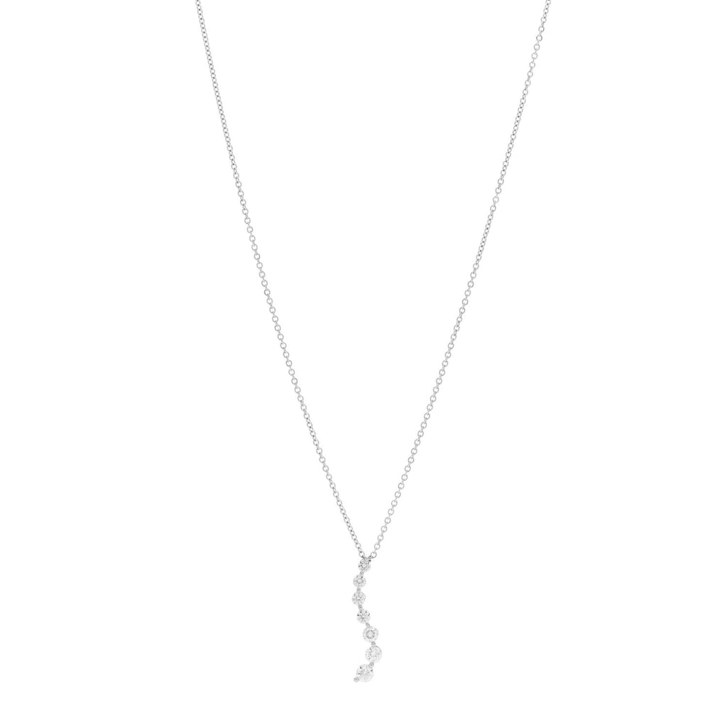 18K White Gold Diamond .88ctw Graduated Drop Pendant Necklace
