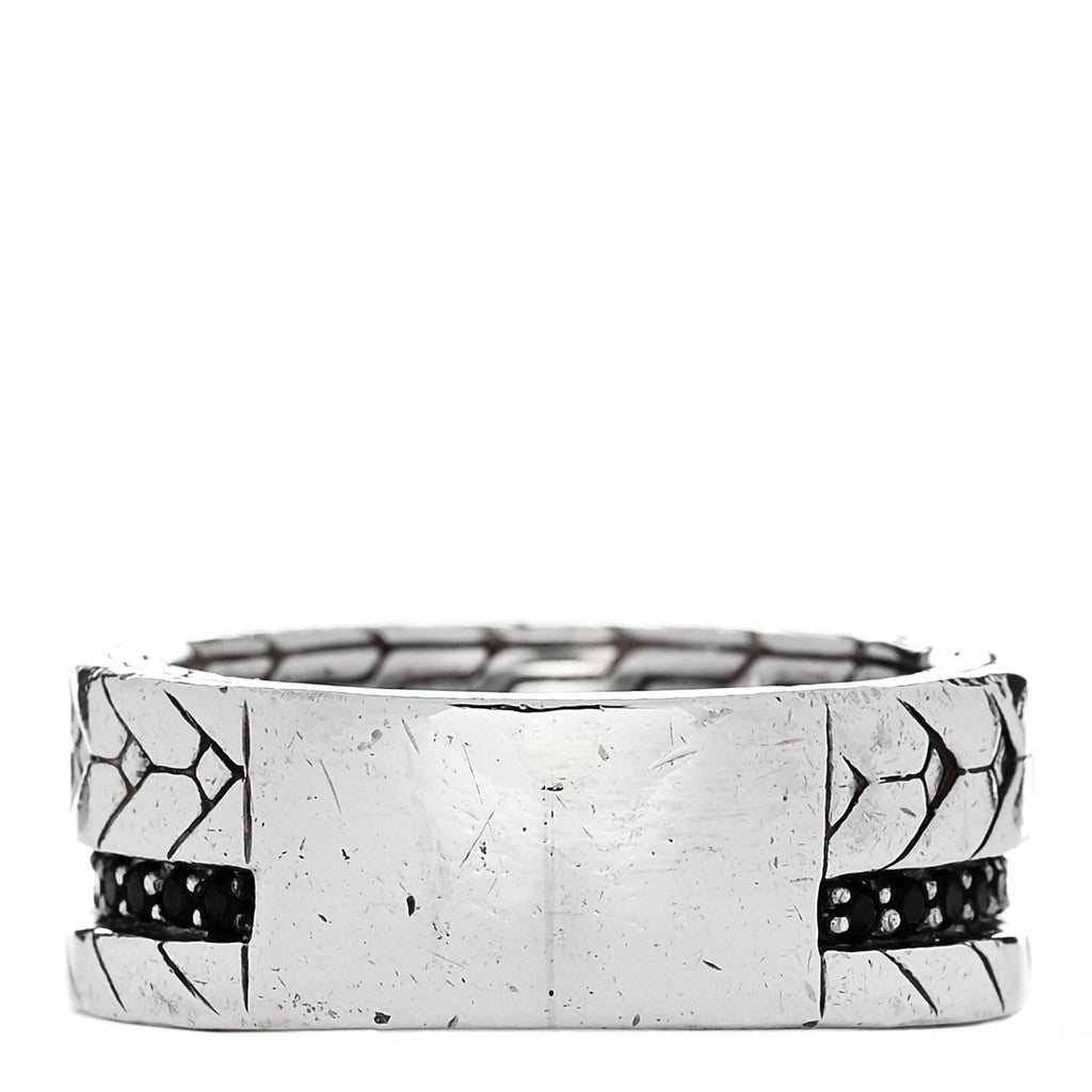 Sterling Silver Black Sapphire Black Spinel Modern Chain Band Ring 58 8.5
