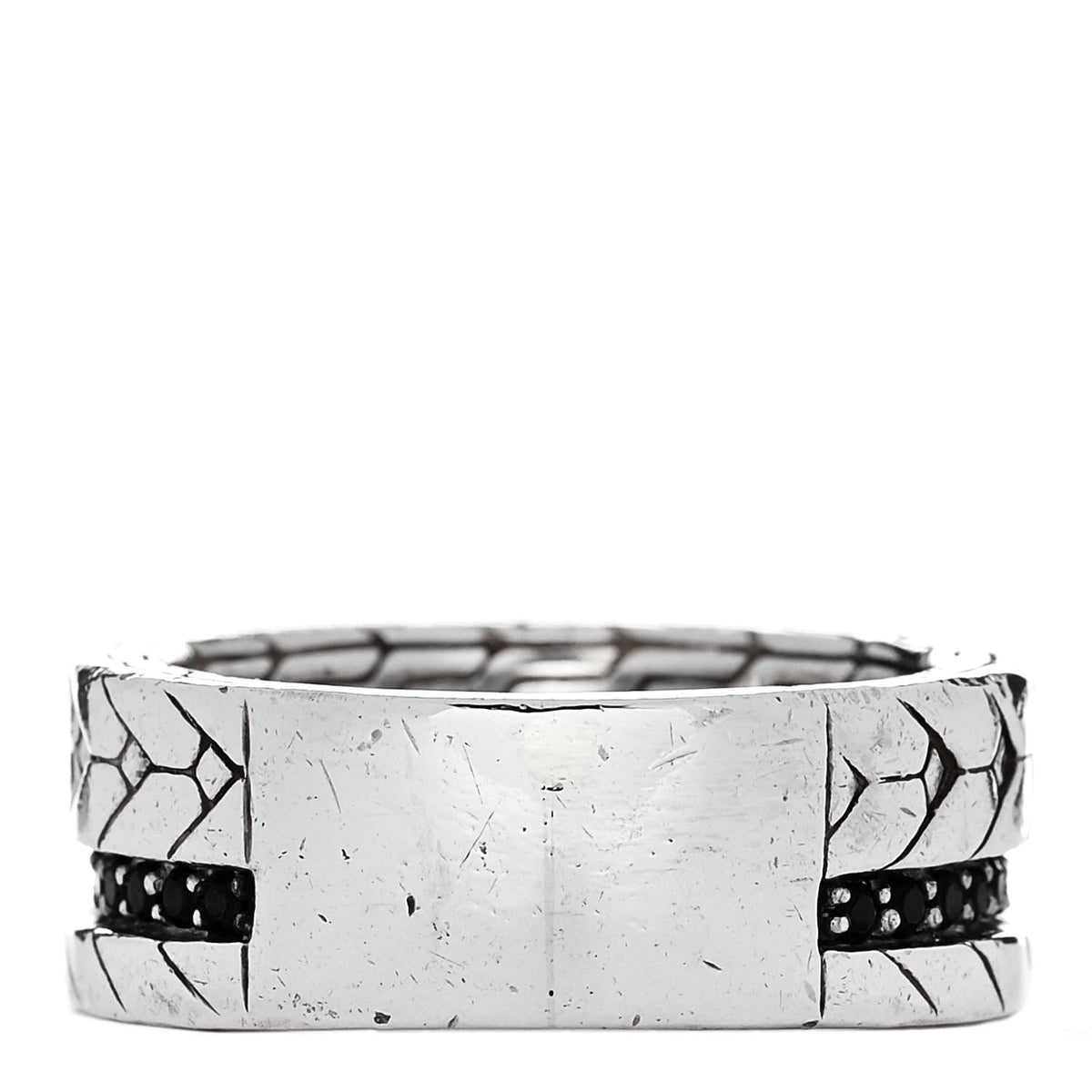 Sterling Silver Black Sapphire Black Spinel Modern Chain Band Ring 58 8.5