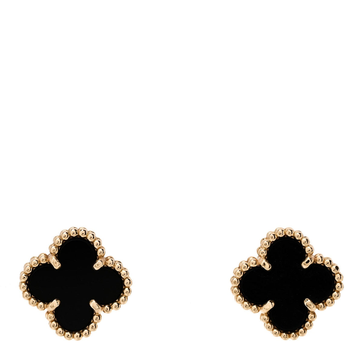 18K Yellow Gold Black Onyx Sweet Alhambra Earrings