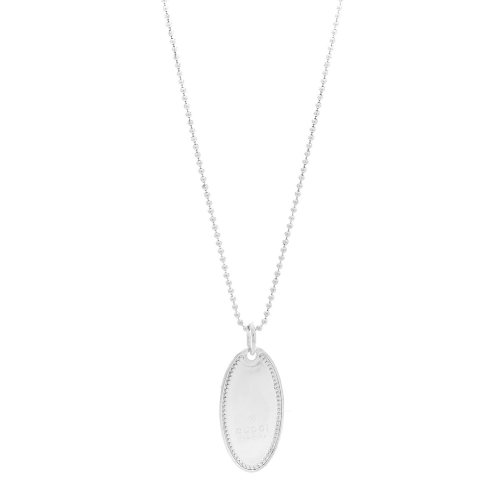 Sterling Silver Trademark Logo Oval Pendant Necklace