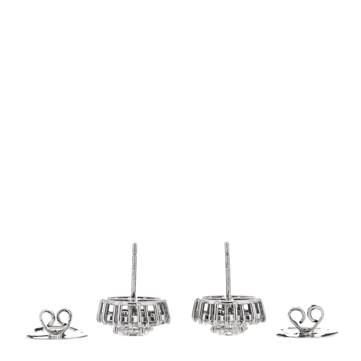 14K White Gold Diamond 3.75ctw Round Cut Halo Earrings