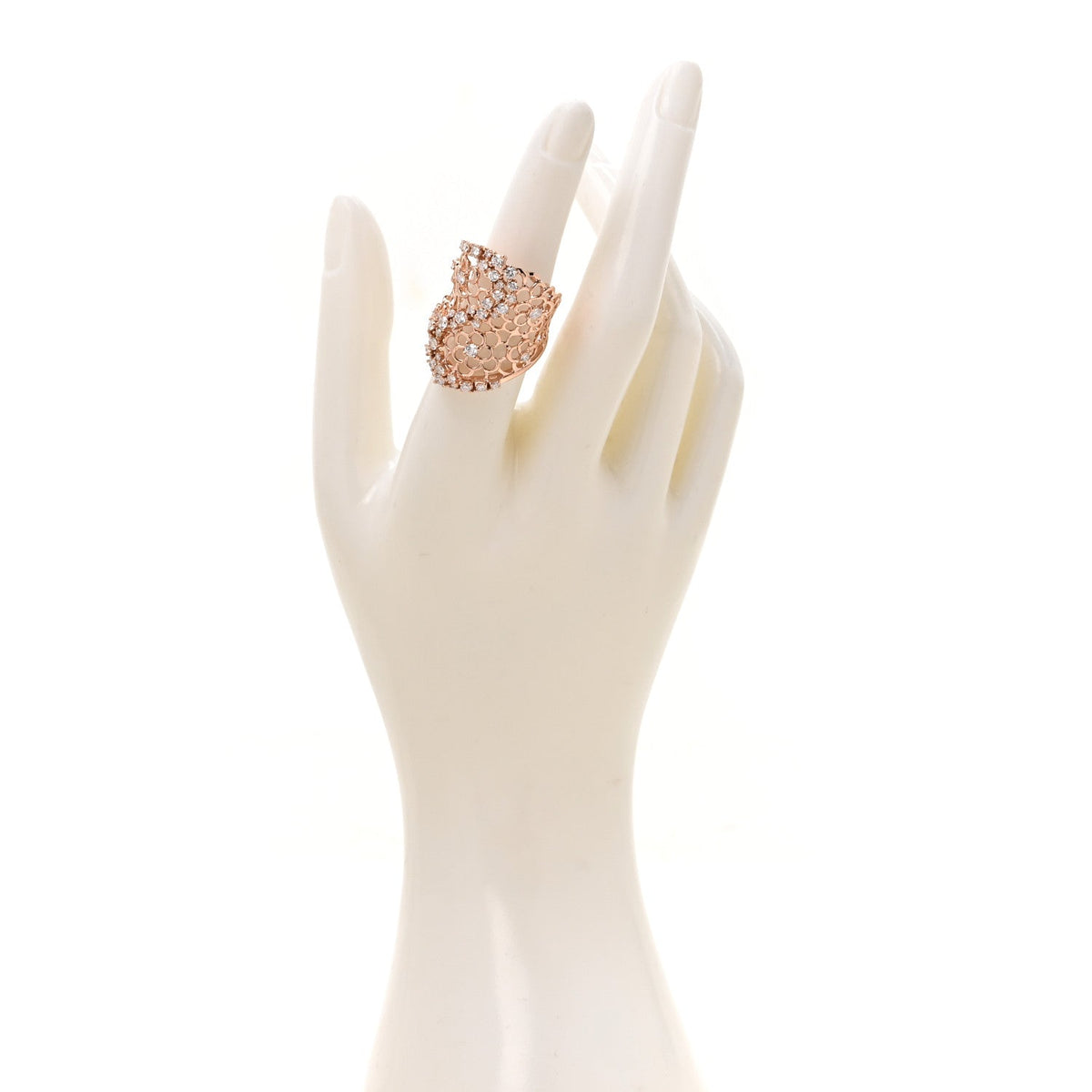 18K Rose Gold Diamond 1.33ctw Flower Mesh Ring 54 7
