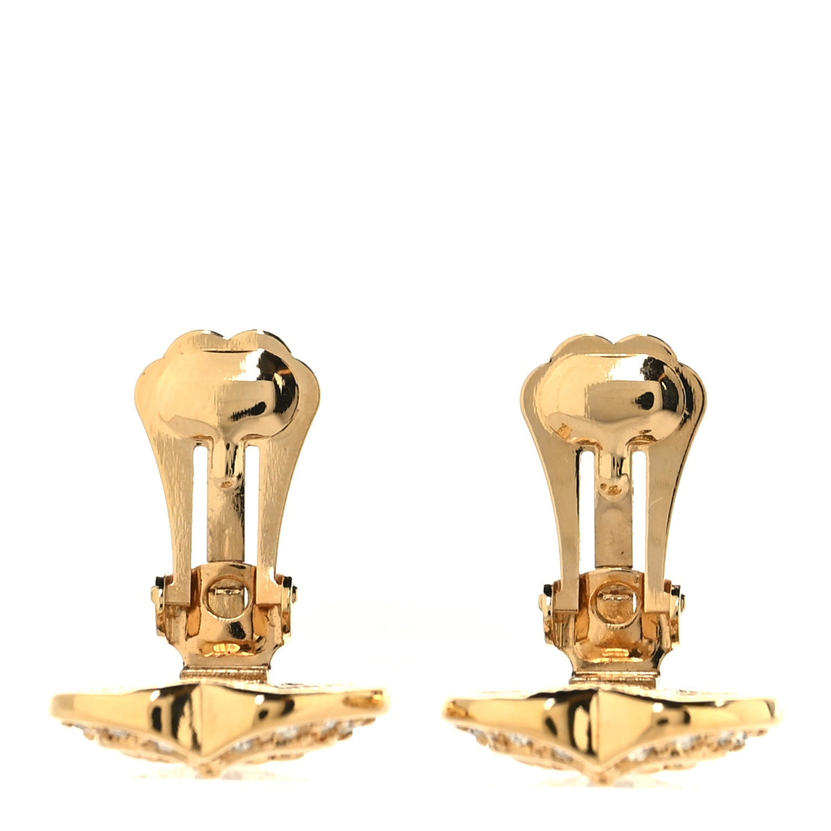 Crystal Heart CD Clip On Earrings Gold