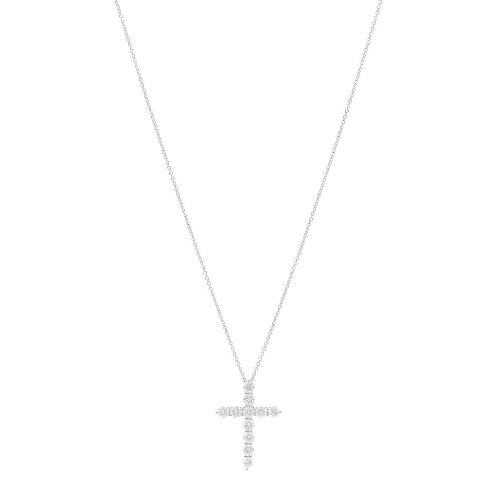 Platinum Diamond Large Cross Pendant Necklace