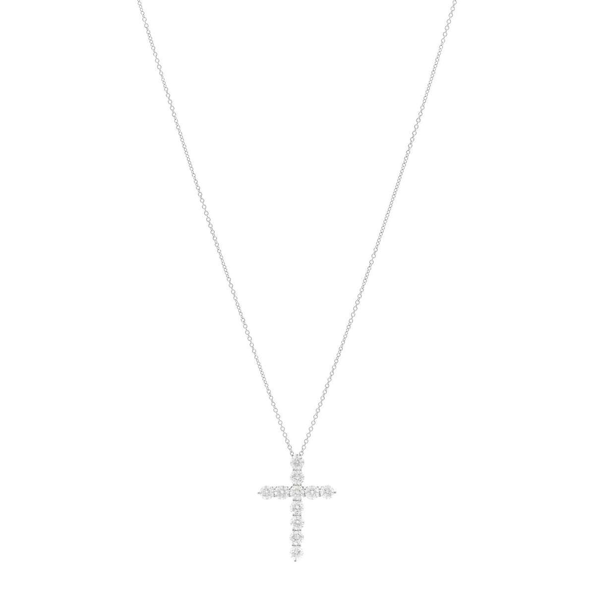 Platinum Diamond Large Cross Pendant Necklace