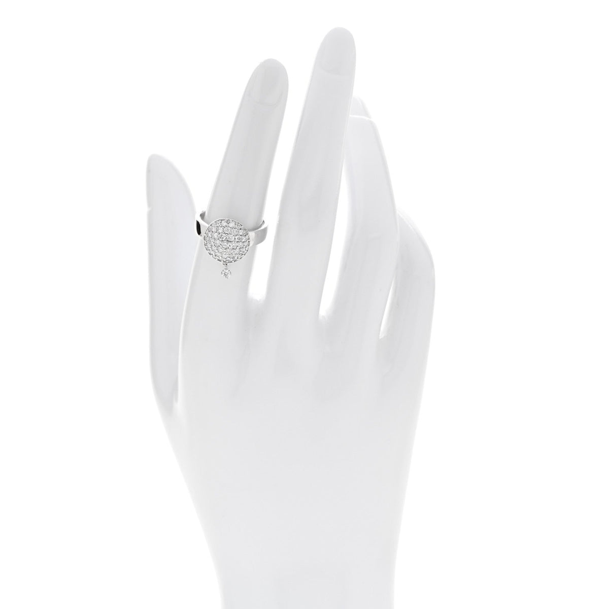 18K White Gold Diamond .60ctw Round Pave Charm Ring  53 6.25