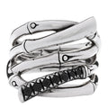 Sterling Silver Black Sapphire Bamboo Lava Wide Wrap Ring 52 6