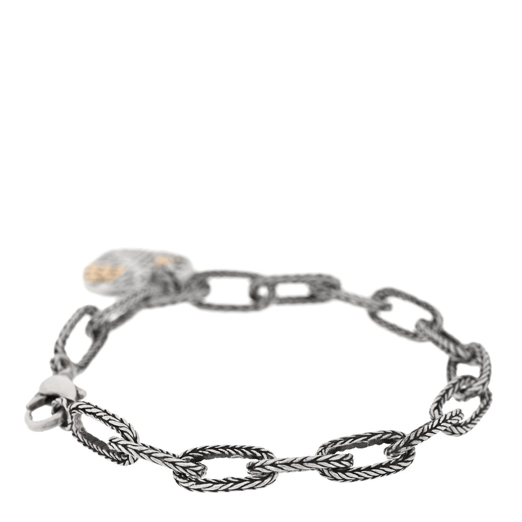 Sterling Silver 18K Yellow Gold Heart Dot Chain Bracelet