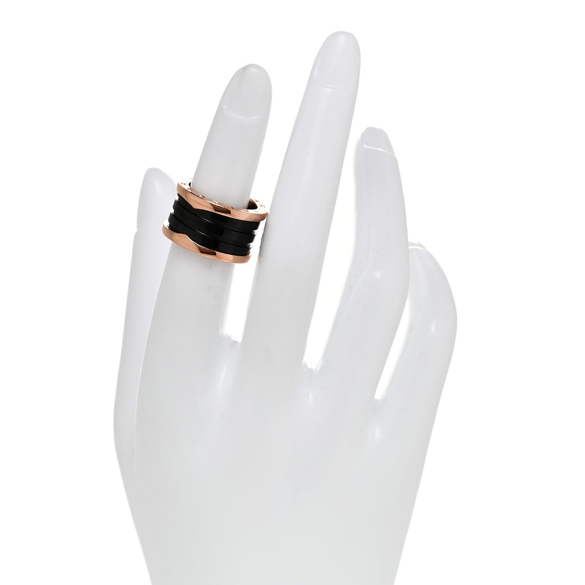 18K Rose Gold Black Ceramic B.Zero1 Four-Band Ring 50 5.25