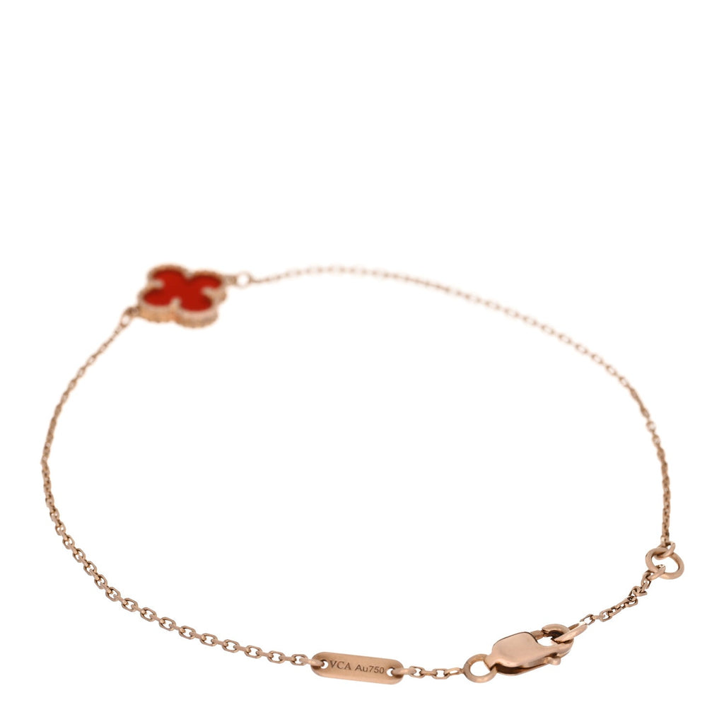 18K Rose Gold Carnelian Sweet Alhambra Bracelet