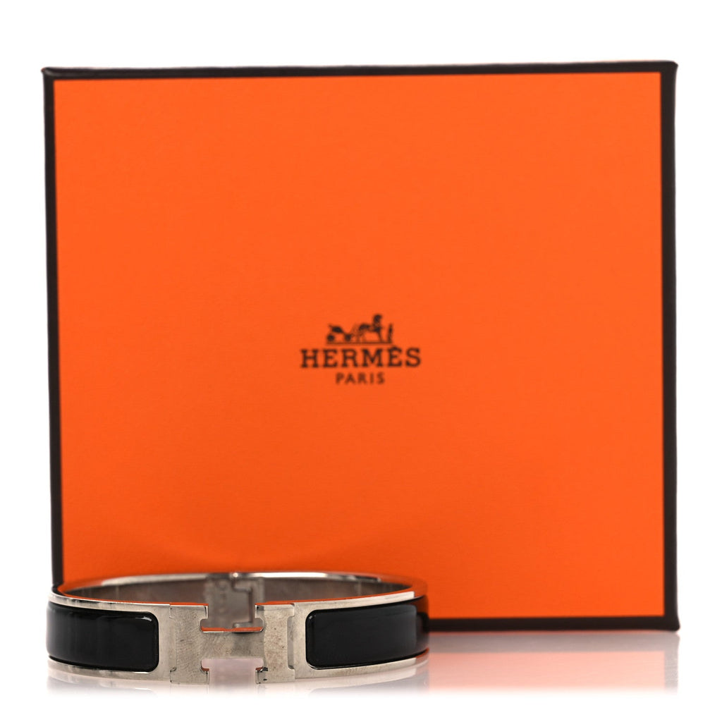 Enamel Narrow Clic Clac H Bracelet PM Black