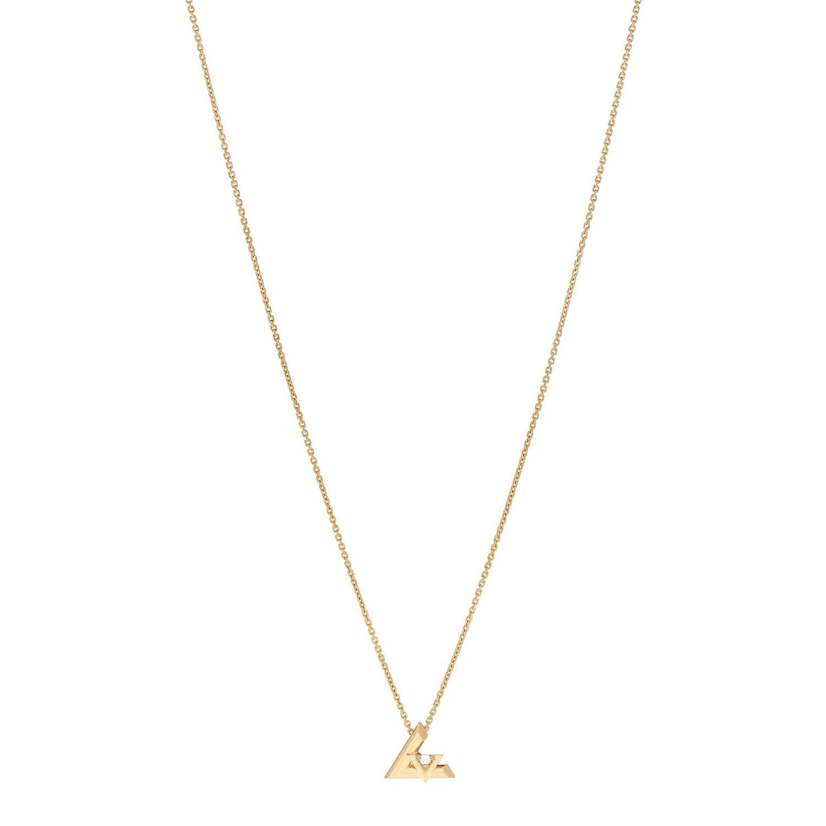 18K Yellow Gold Diamond Small LV Volt One Pendant Necklace