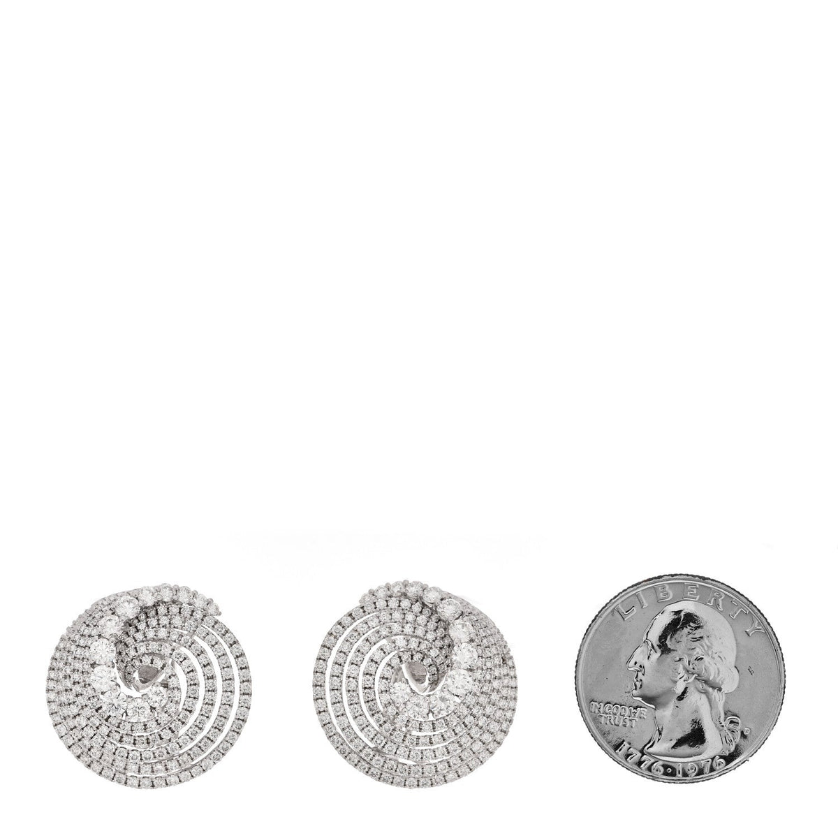 18K White Gold Diamond 4.36ctw Swirl Earrings