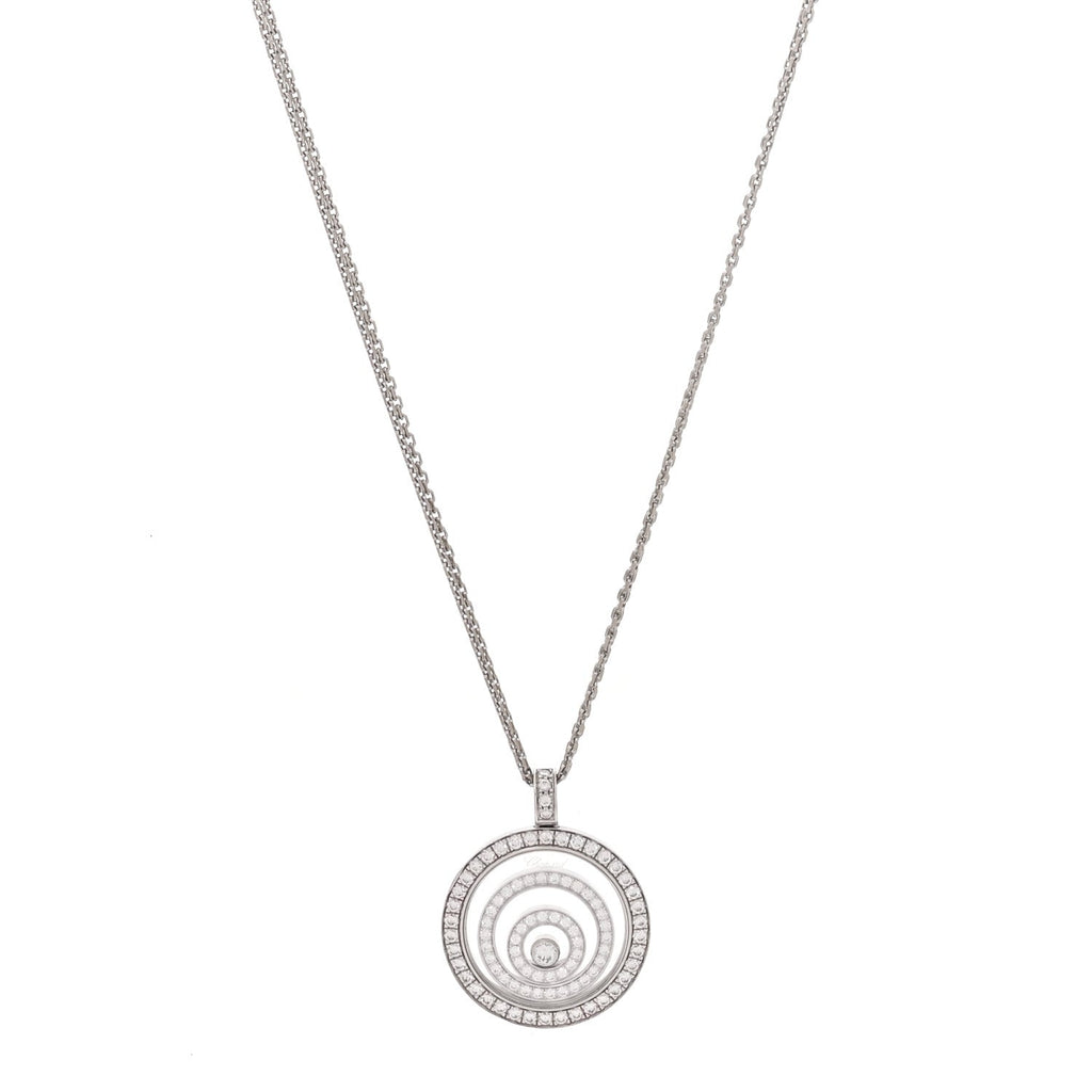 18K White Gold Diamond Happy Spirit Three-Ring Pendant Necklace