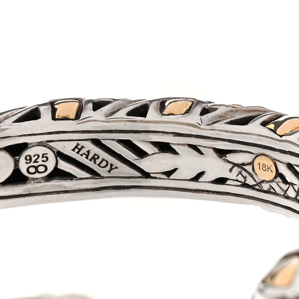 Sterling Silver 18K Yellow Gold Black Sapphire Legends Naga Cuff Bracelet