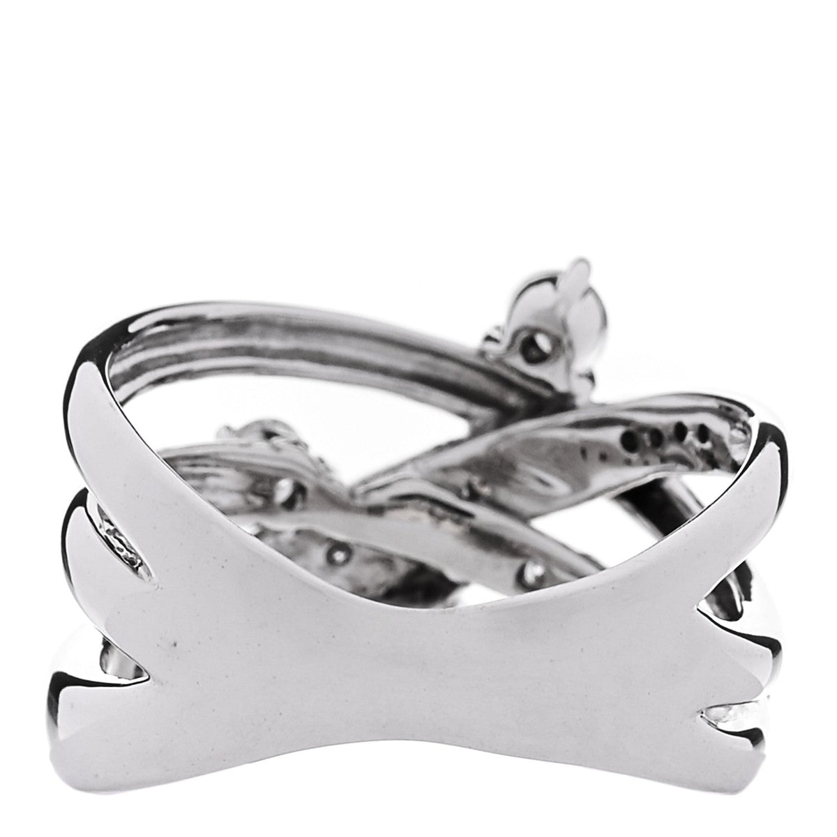 18K White Gold Diamond .64ctw Crossover Band Ring 53 6.25