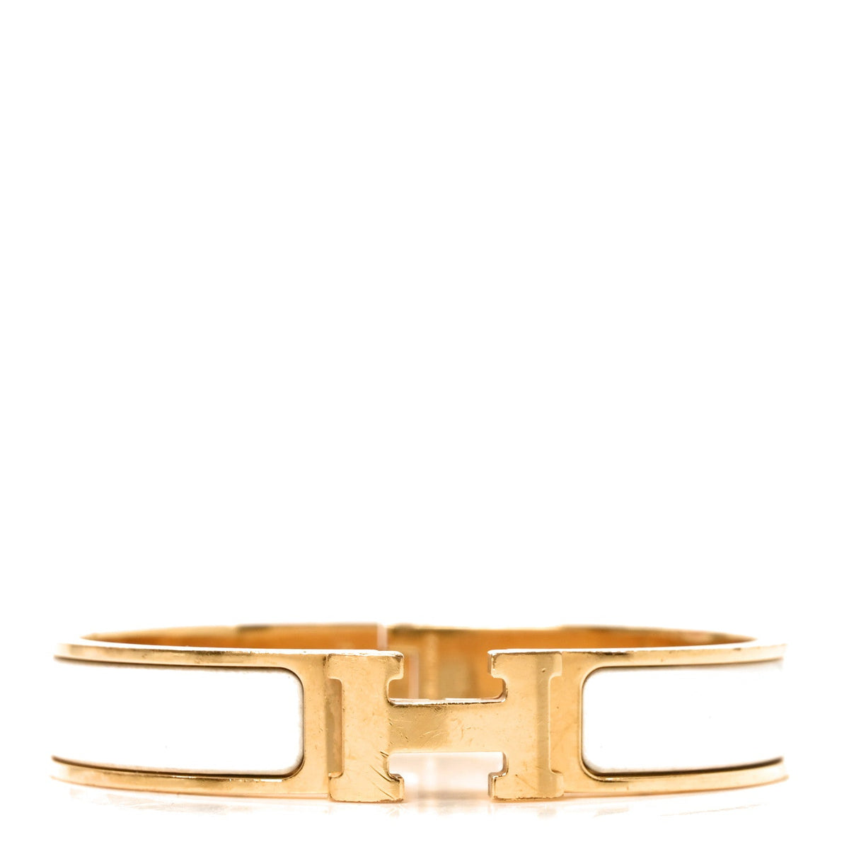 Enamel Narrow Clic Clac H Bracelet PM White