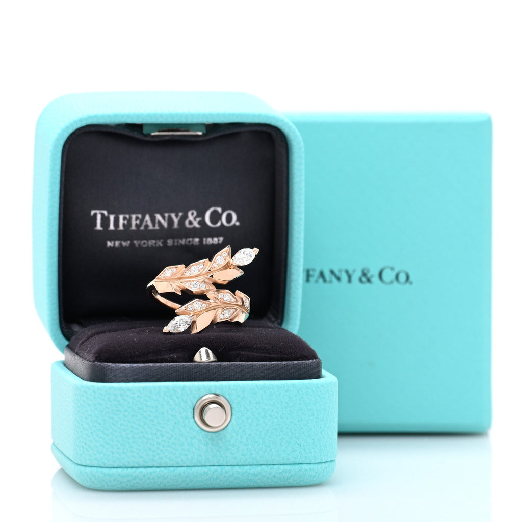 18K Rose Gold Diamond Victoria Vine Bypass Ring 52 6