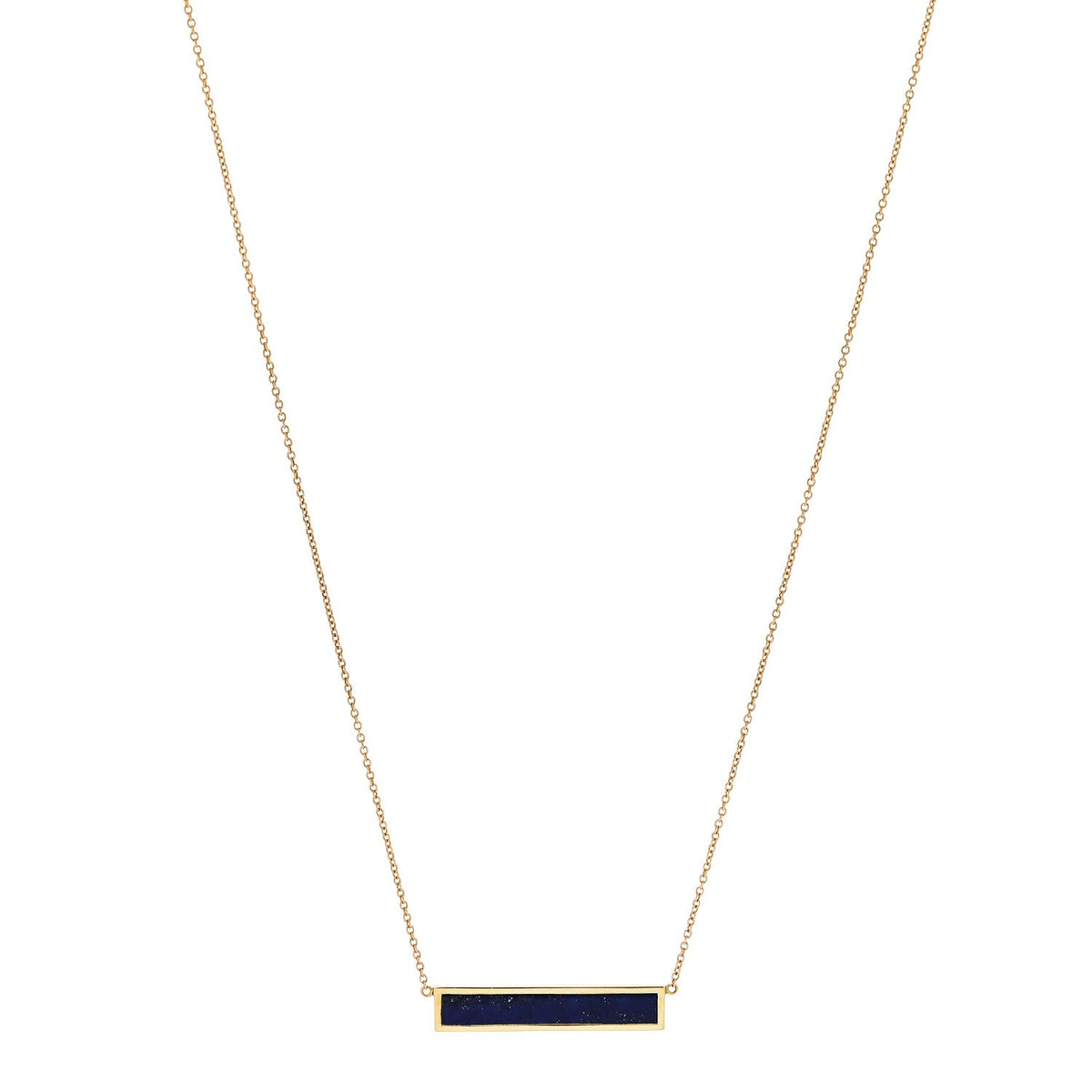 18K Yellow Gold Lapis Lazuli Bar Pendant Necklace