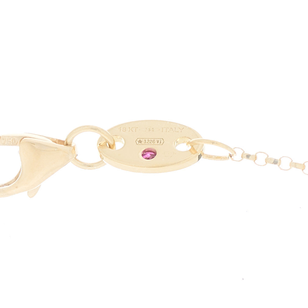 18K Yellow Gold Diamond Princess Flower Charm Station Necklace