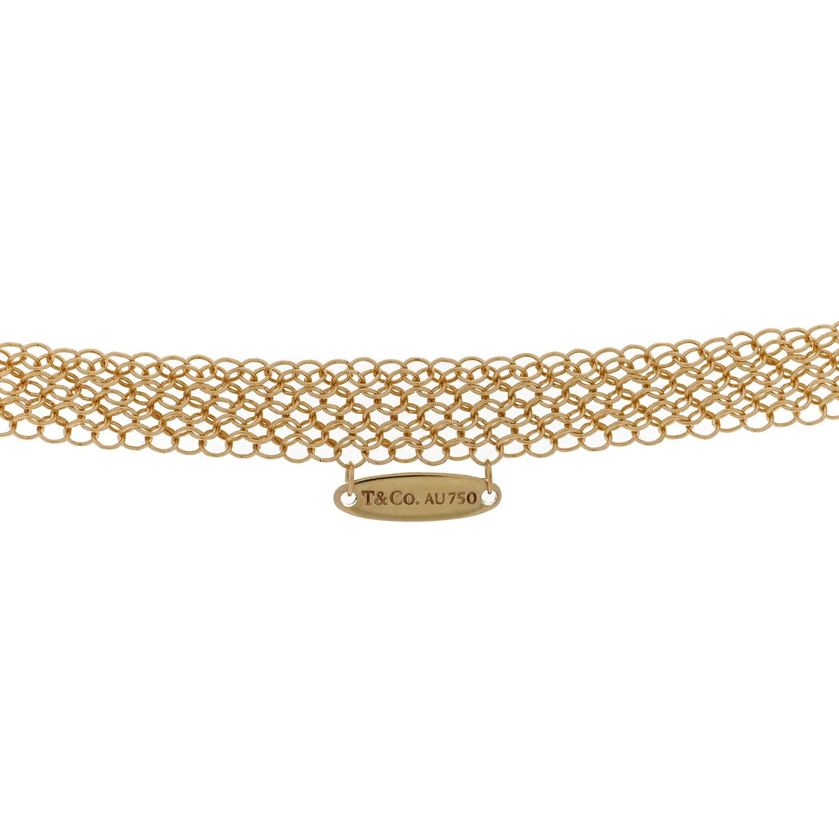 18K Yellow Gold 36mm Elsa Peretti Open Heart Mesh Necklace