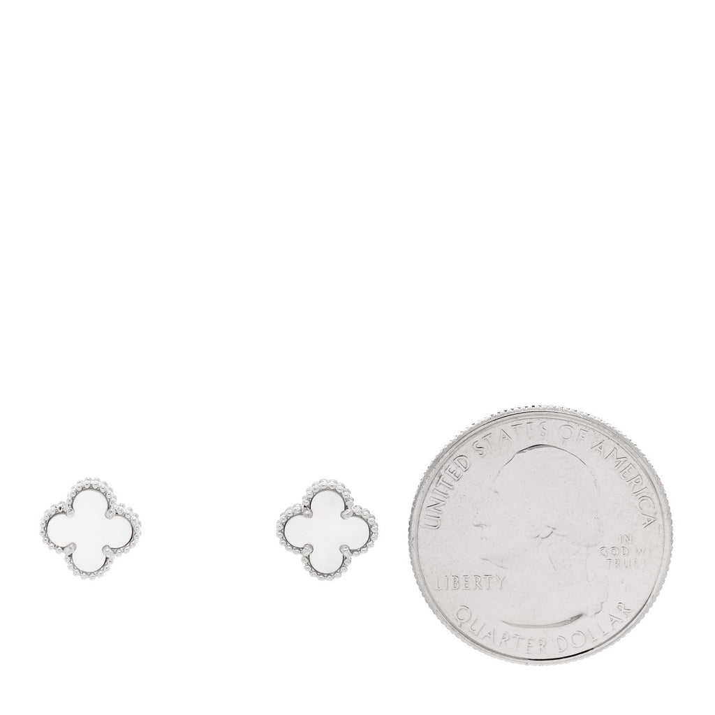 18K White Gold Mother of Pearl Sweet Alhambra Earrings