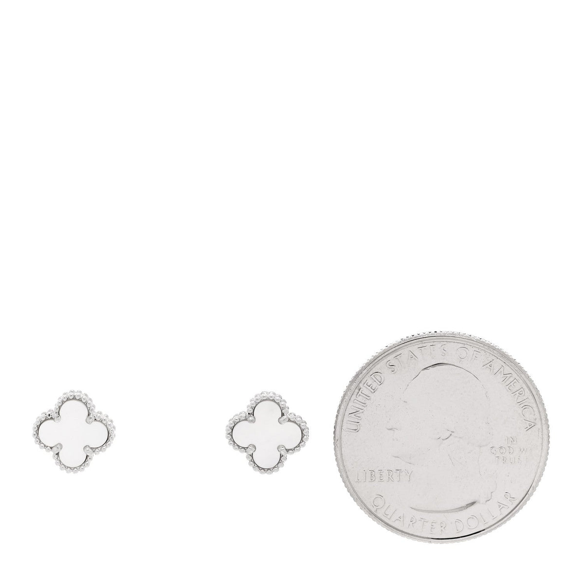 18K White Gold Mother of Pearl Sweet Alhambra Earrings