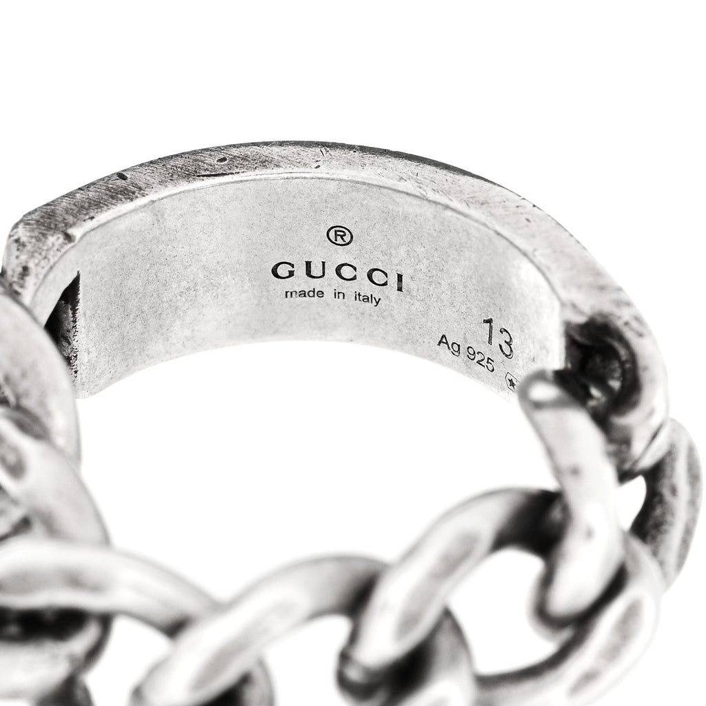 Sterling Silver Enamel Logo Chain Ring 53 6.5 Turquoise