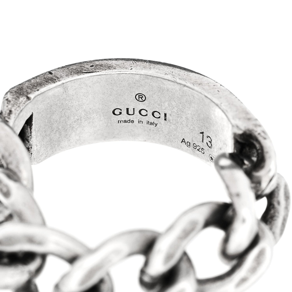 Sterling Silver Enamel Logo Chain Ring 53 6.5 Turquoise