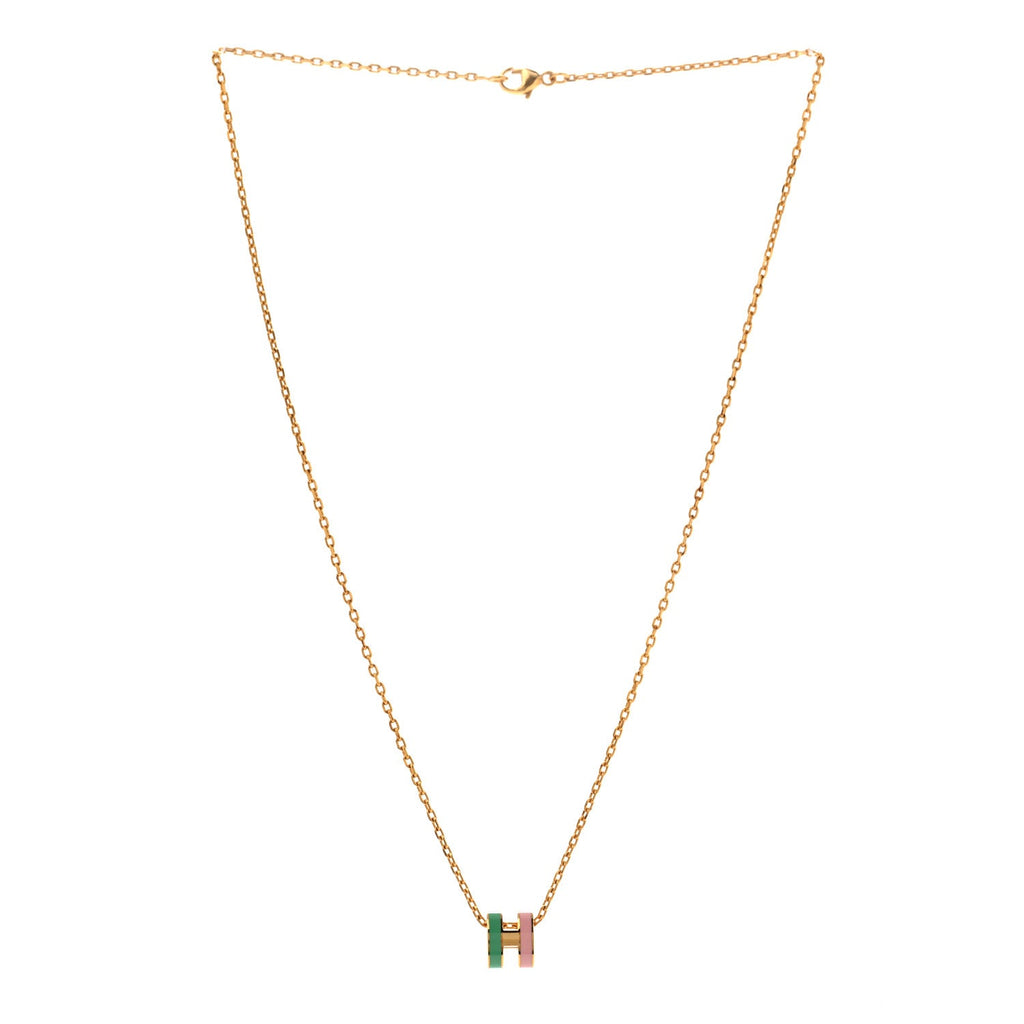 Lacquered Gold Mini Pop H Rocabar Pendant Necklace Malabar