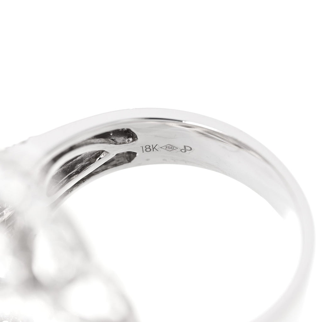 18K White Gold Diamond 5.85ctw Flower Cocktail Ring 54 7