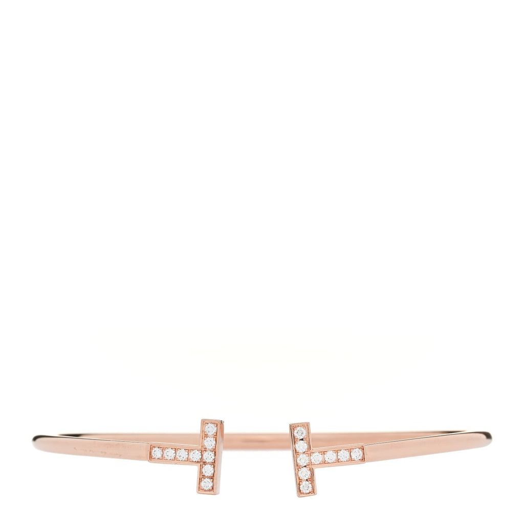 18K Rose Gold Diamond T Wire Bracelet
