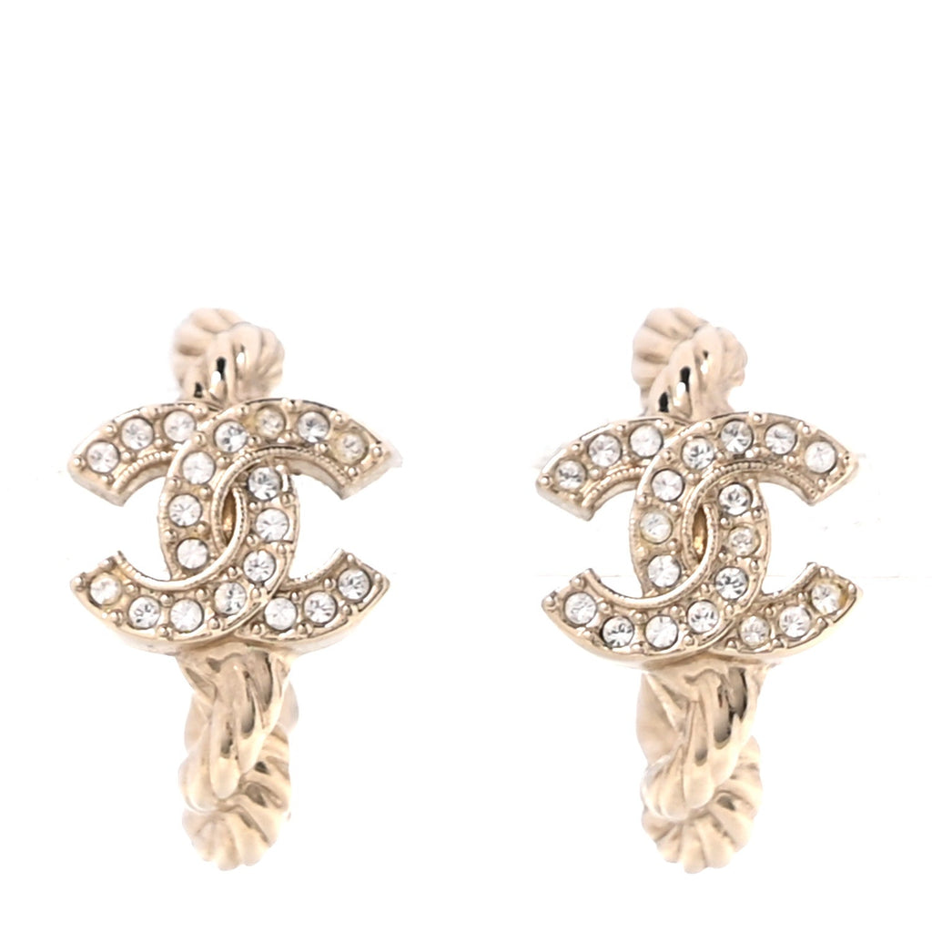 Crystal CC Hoop Earrings Gold