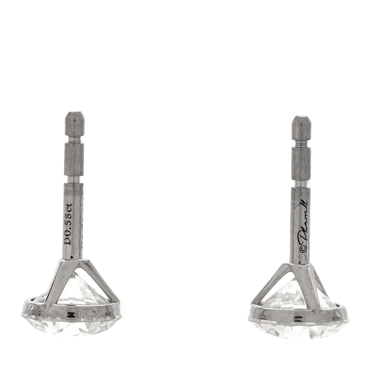 X PHARRELL Platinum Metal Diamond 1.17ctw TItan Stud Earrings