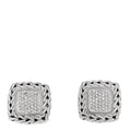 Sterling Silver 18K Yellow Gold Diamond Classic Chain Square Earrings