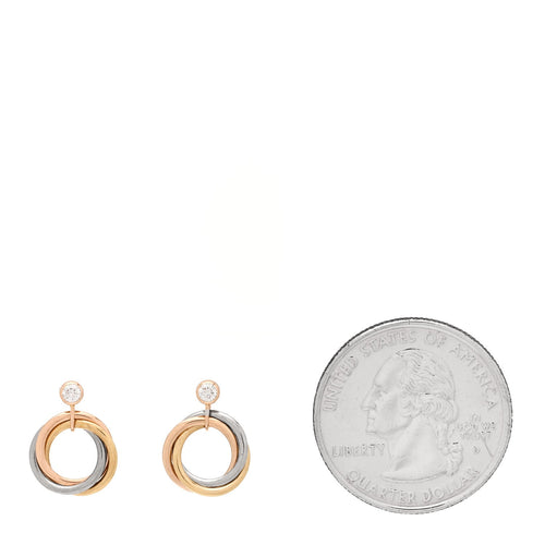 18K Pink Yellow White Gold Diamond Trinity Drop Earrings