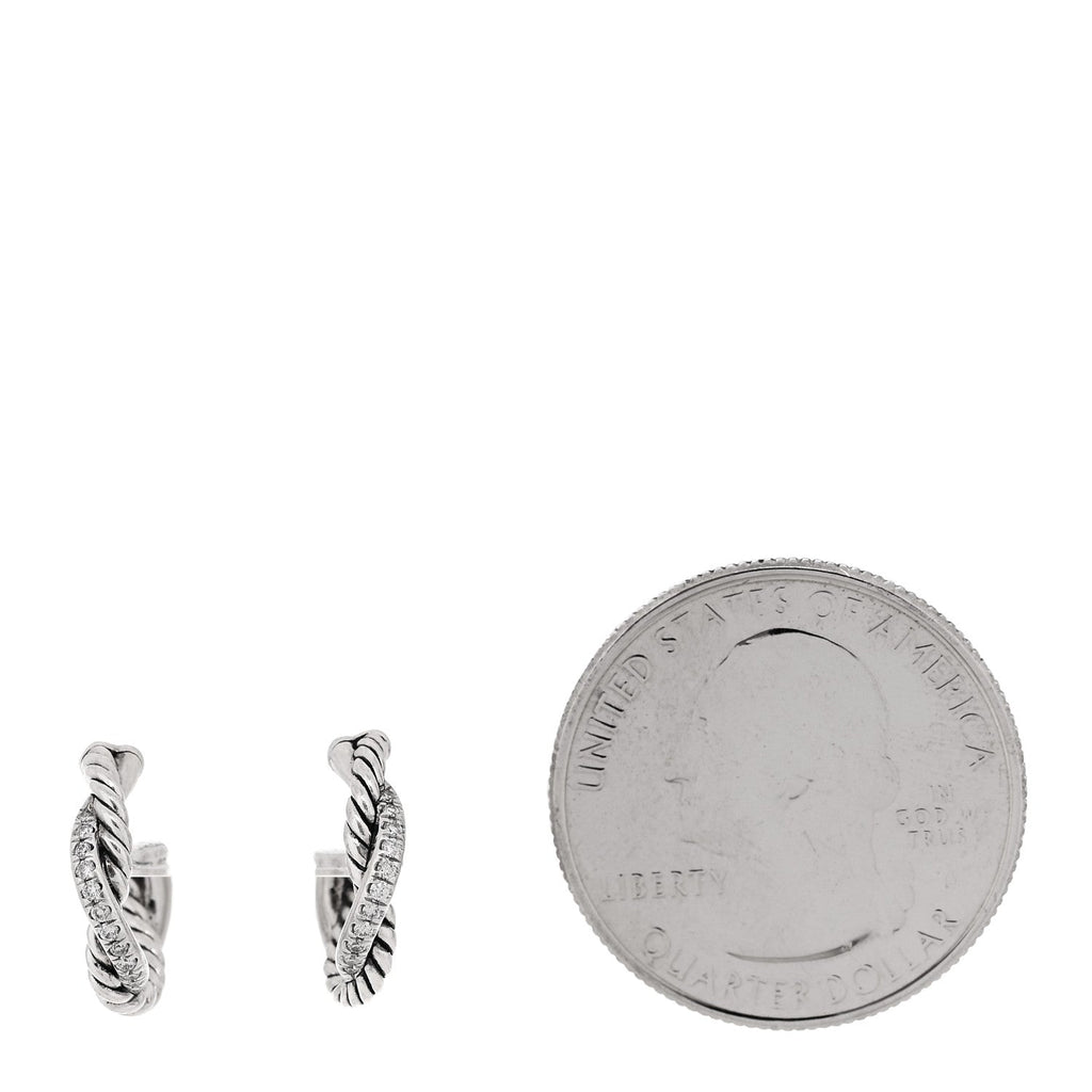 Sterling Silver Diamond Petite Infinity Huggie Hoop Earrings