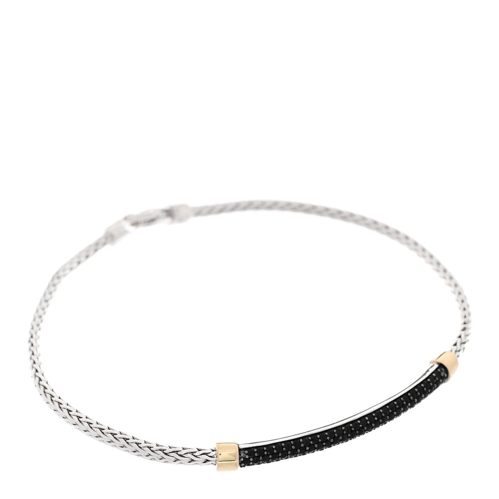 Sterling Silver 14K Yellow Gold Black Sapphire Essential Pave Bracelet
