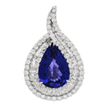 18K White Gold Diamond Tanzanite 4.40ctw Pear Cut Pendant