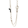 Metal Pearl Chain CC Paris Pendant Long Necklace Light Gold
