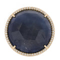 18K Yellow Gold Diamond Sapphire Ring 53 6.25