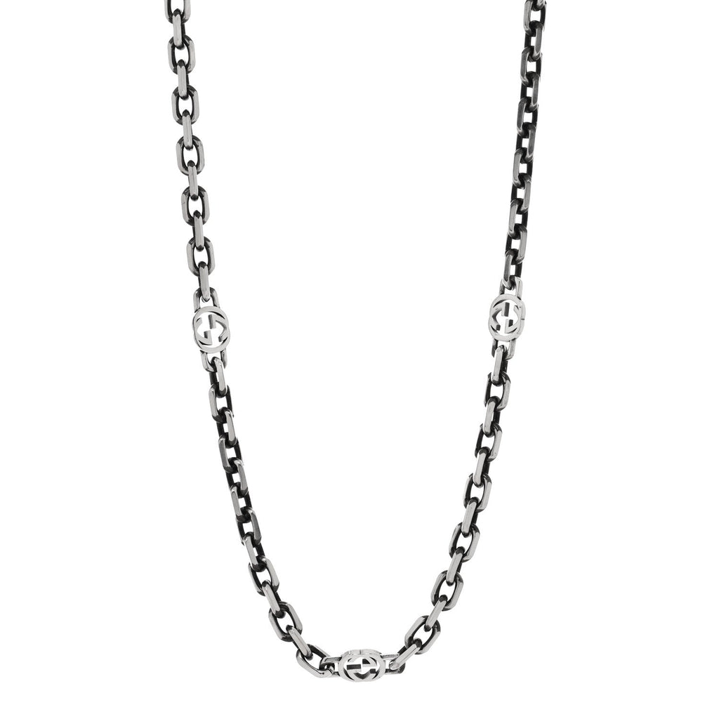 Sterling Silver Interlocking GG Chain Necklace
