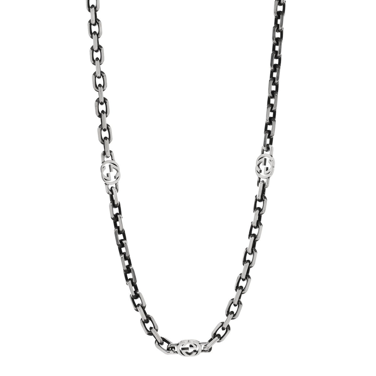 Sterling Silver Interlocking GG Chain Necklace