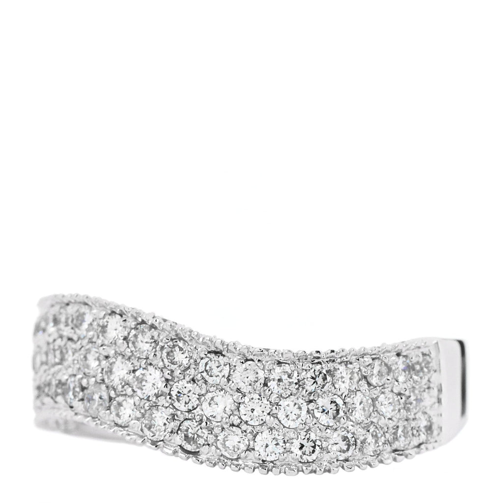 18K White Gold Diamond 1.21ctw Paved Curved Ring 54 6.75