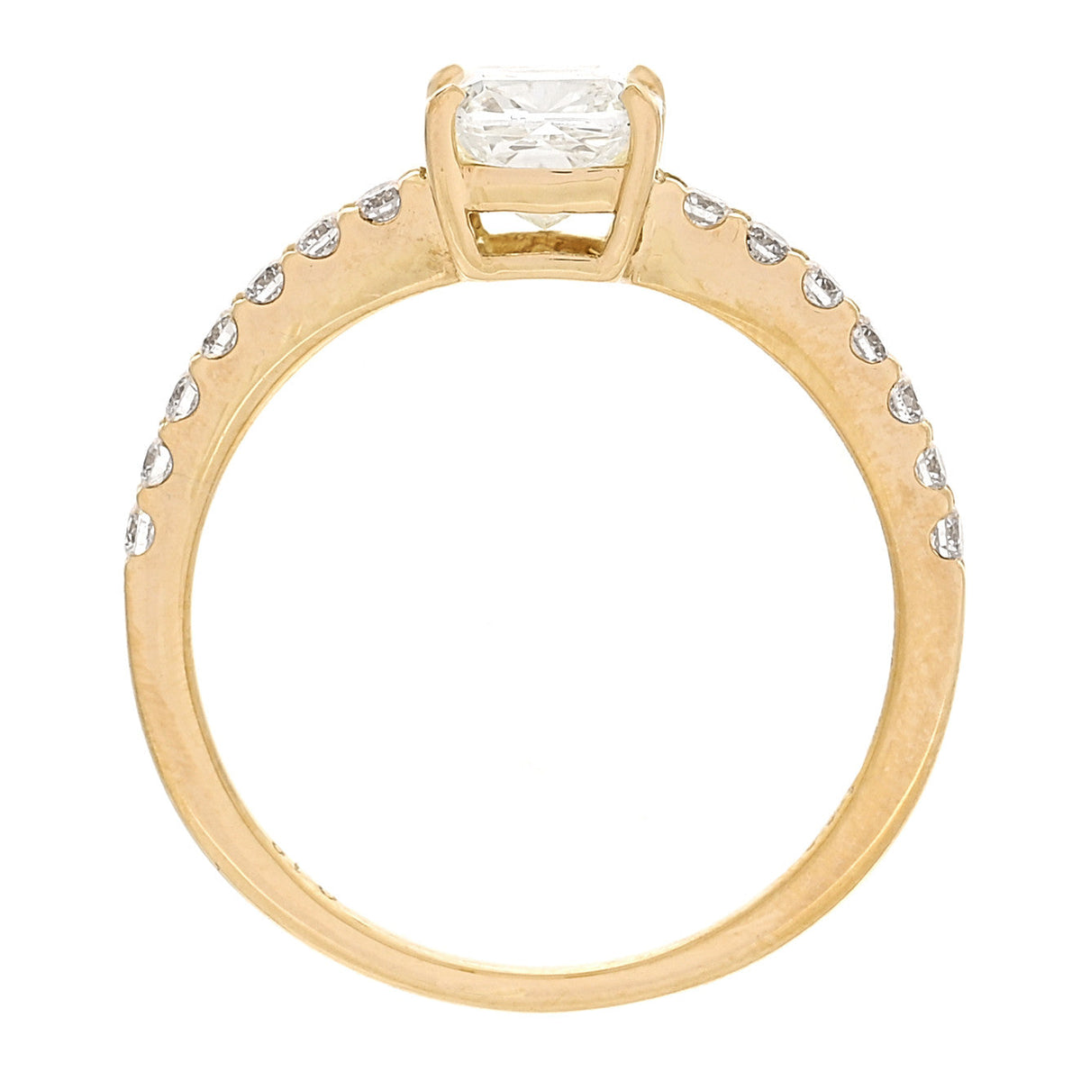 18K Yellow Gold Diamond 1.00ct Cushion Cut Pave Band Engagement Ring 51 5.75
