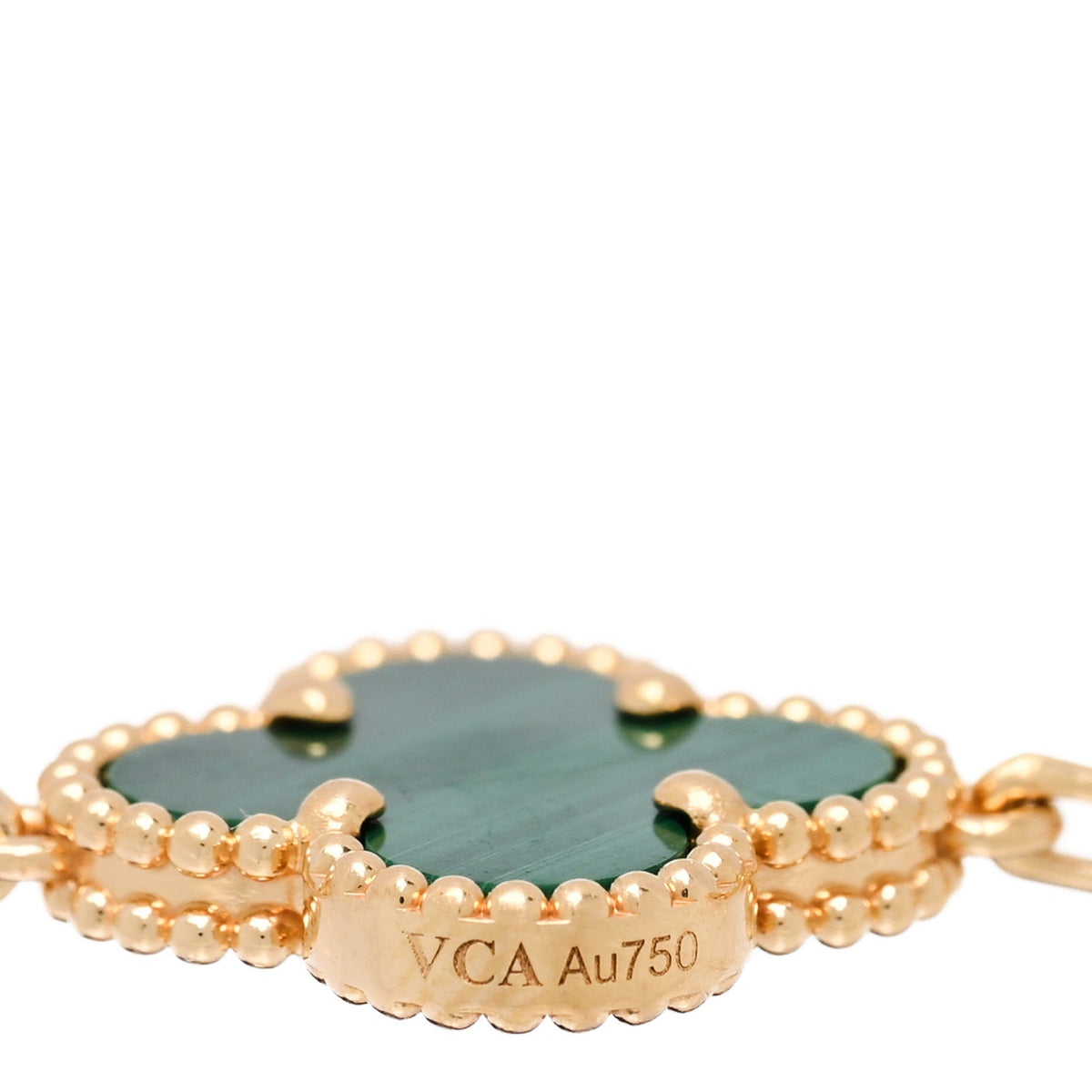 18K Yellow Gold Malachite 5 Motifs Vintage Alhambra Bracelet