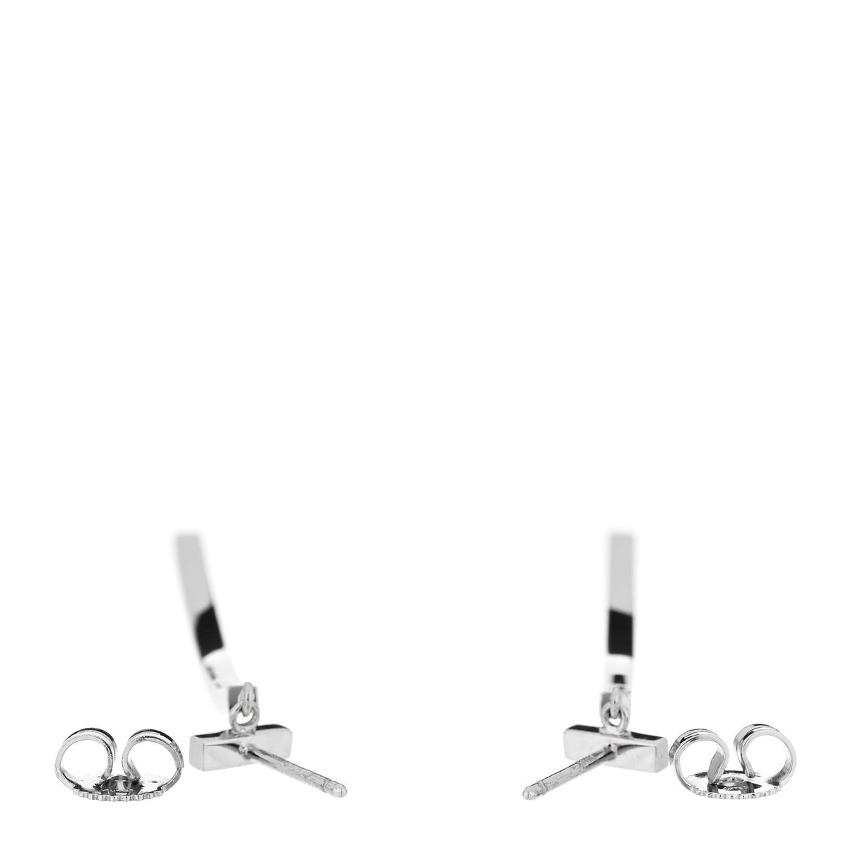 18K White Gold Diamond T Bar Earrings