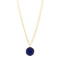 18K Yellow Gold Diamond Lapis Lazuli Oval Link Large Pendant Necklace