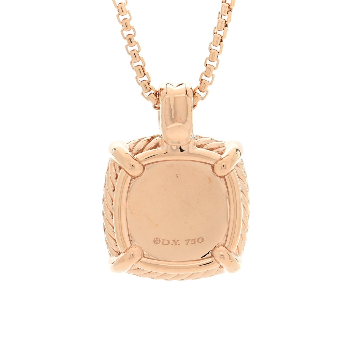 18K Rose Gold Diamond Morganite 14mm Chatelaine Pave Bezel Pendant Necklace
